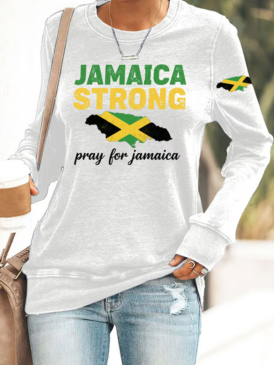 Women's Jamaica Strong Pray For Jamaica Print Sweatshirt Sweatshirt