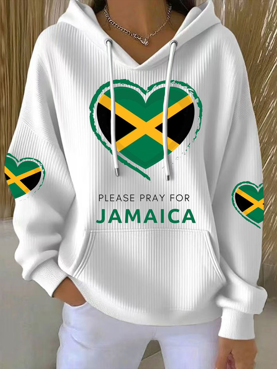 Women's Hurricane Melissa Pray For Jamaica Print Hoodie