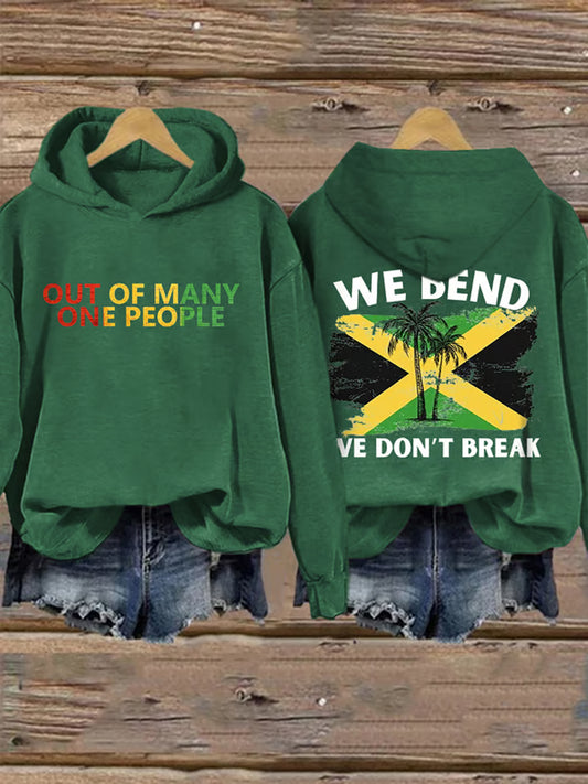 Women's Jamaica Strong Out Of Many One People We Bend We Don't Break  Sweatshirt