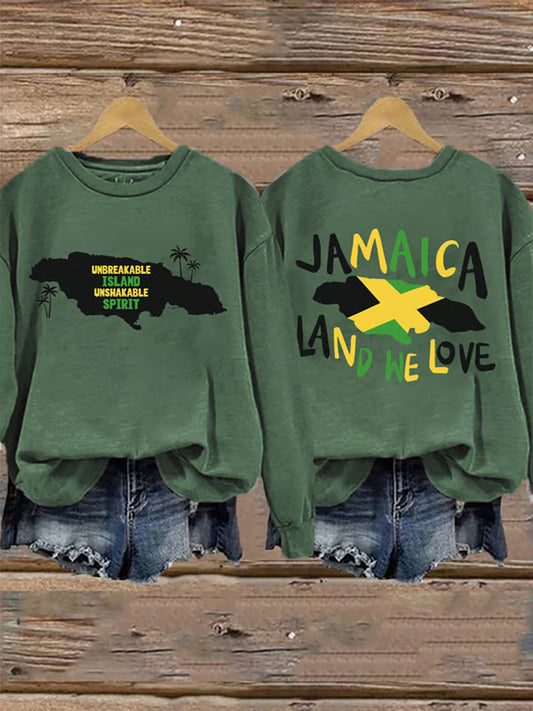 Women's Island Unbreakable Unshakable Spirit Jamaica Land We LovePrint Sweatshirt