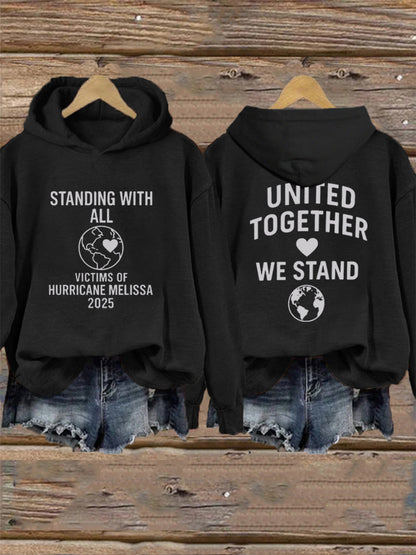 Women's Standing With All Victims Of Hurricane Melissa United Together We Stand Hoodie