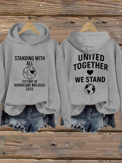 Women's Standing With All Victims Of Hurricane Melissa United Together We Stand Hoodie