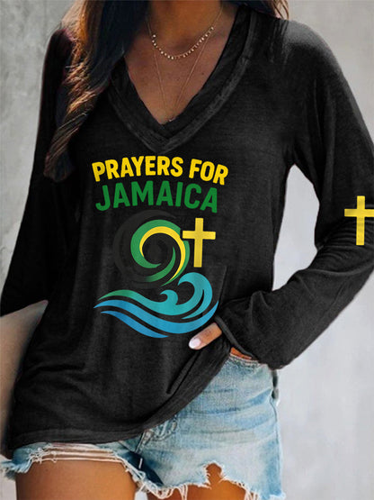 Women's Hurricane Melissa Jamaica Stronger Than The Storm Pray For Jamaica Long-Sleeve T-Shirt