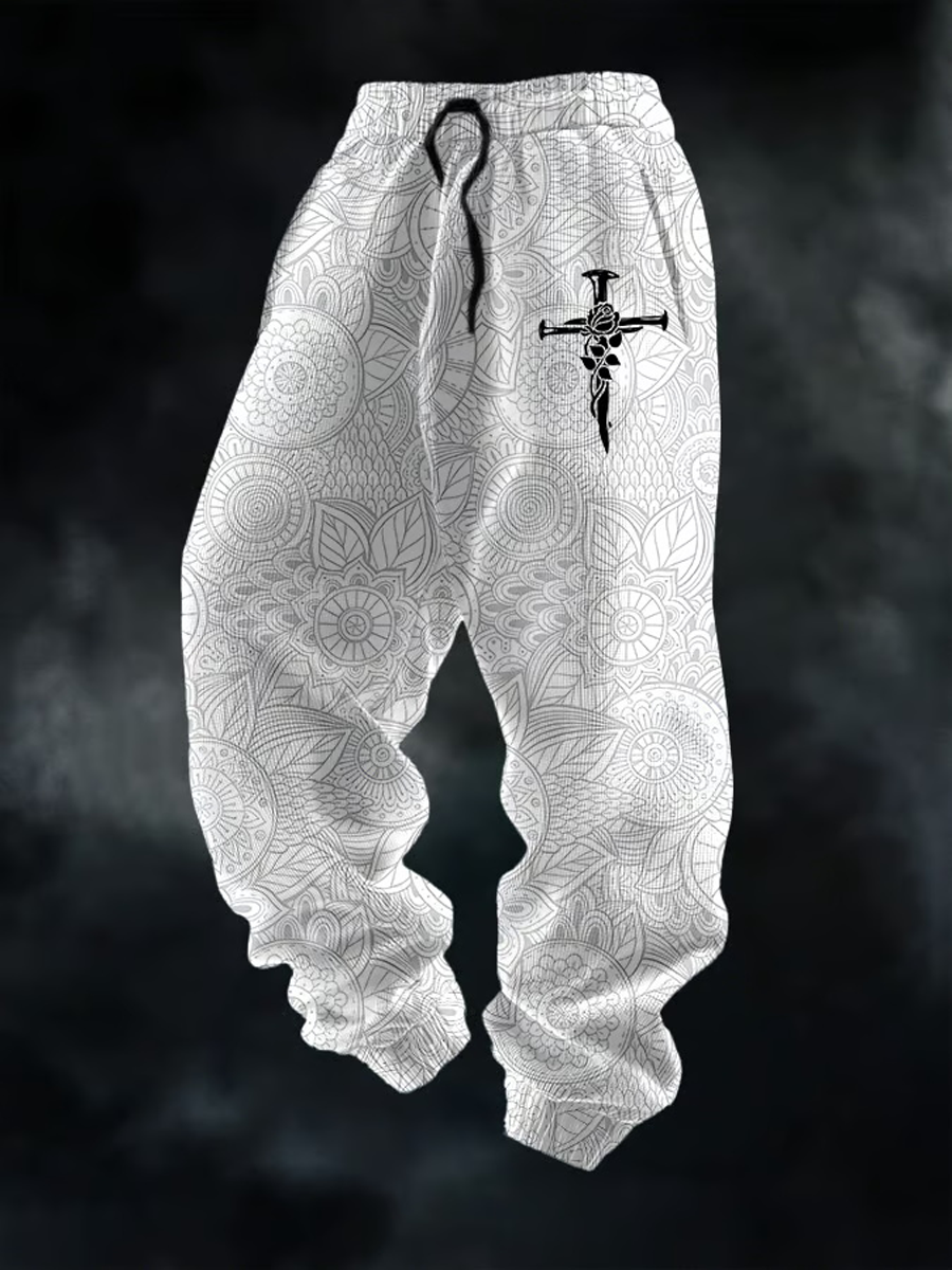 Men's Cross Print Casual Pants