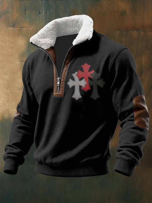 Retro Faith Print Casual Hooded Sweatshirt