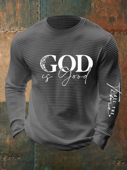 Men's God Is Good All The Time Waffle Long Sleeve T-Shirt