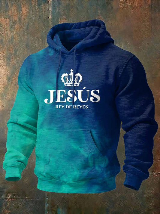 Retro Faith Print Casual Hooded Sweatshirt