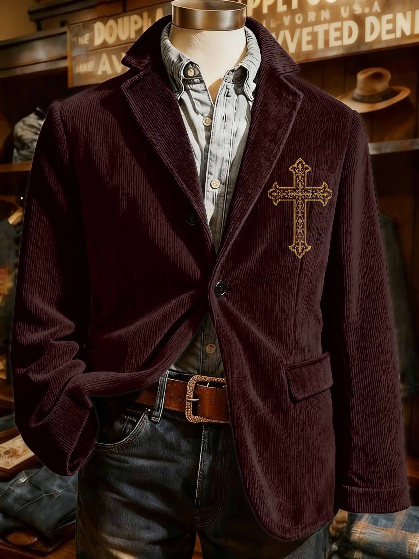 Vintage Christmas Faith Print Casual Blazer