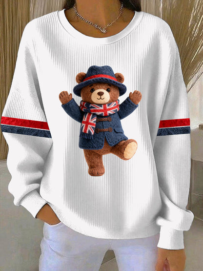 Women's British Style Print Casual Sweatshirt