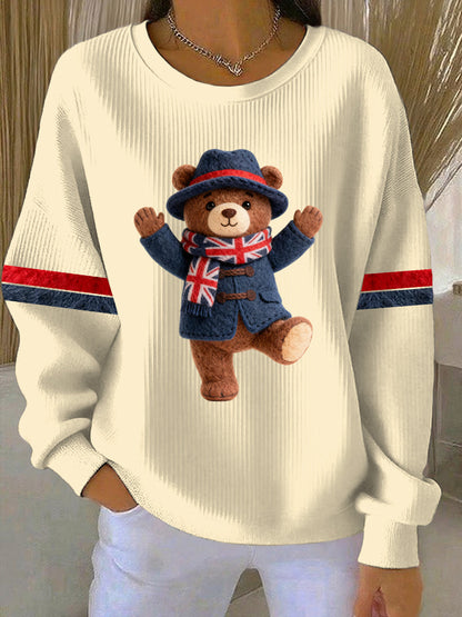 Women's British Style Print Casual Sweatshirt