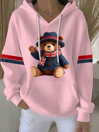 Women's British style Print Casual Hoodie