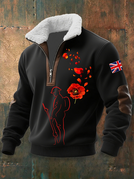 Men's Remembrance Day Lest We Forget Baggy Zip-up Hoodie