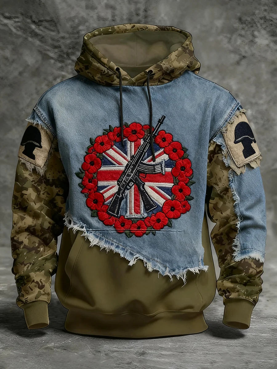 Men's Remembrance Day Lest We Forget Hoodie with Pockets