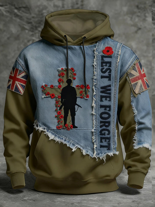 Men's Remembrance Day Lest We Forget Hoodie with Pockets