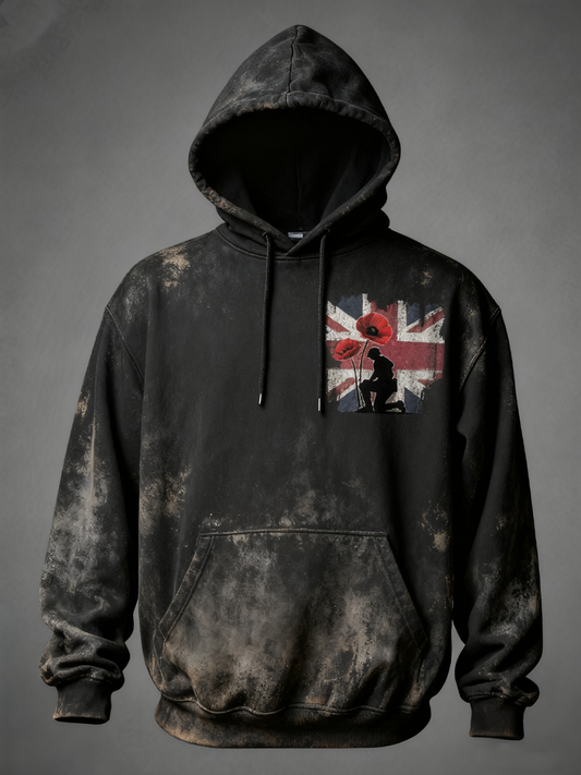 Men's Britain Remembers National Tragedy Oversized Drop-Shoulder Hoodie with Pockets