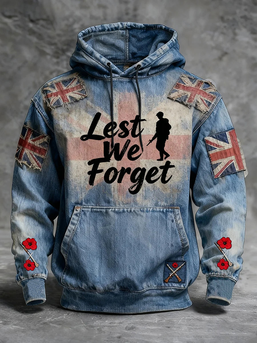 Men's Remembrance Day Lest We Forget Hoodie with Pockets