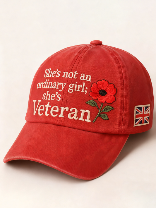 Unisex  She is not an ordinary girl she is Veteran Print Hat