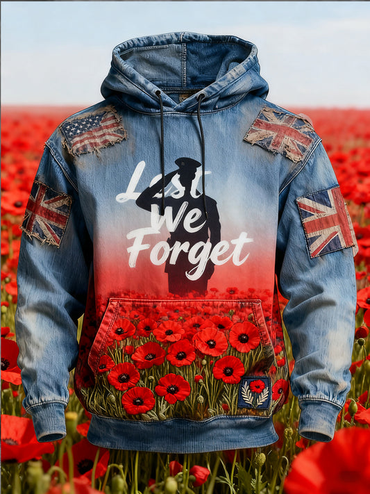 Men's Remembrance Day "Forget Me Not" Poppy Hoodie
