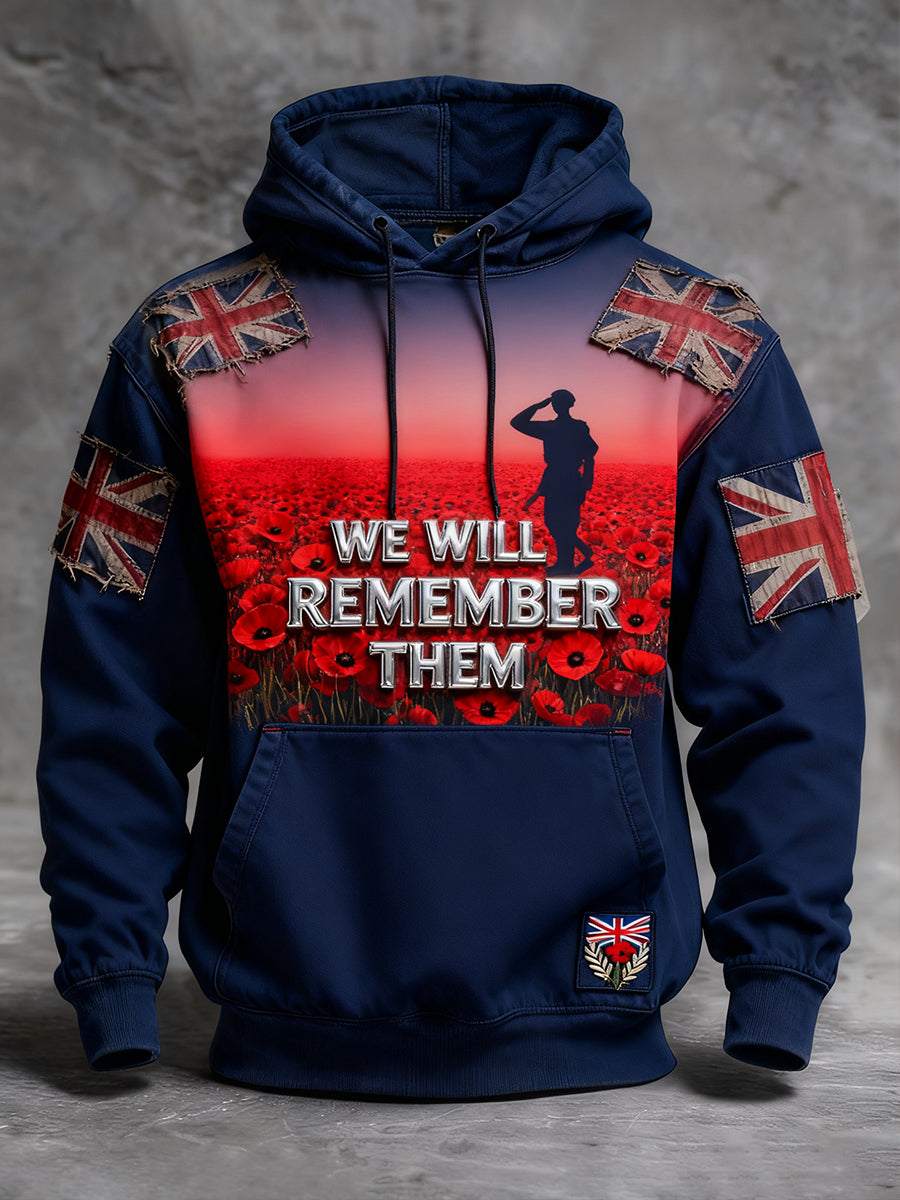 Men's Remembrance Day "Forget Me Not" Poppy Hoodie