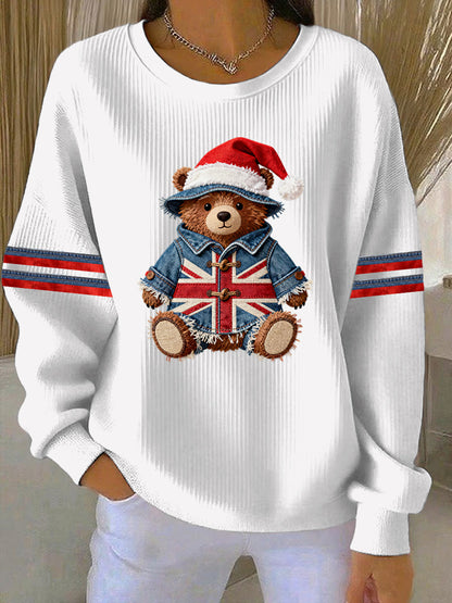 Women's Christmas British Style Print Casual Sweatshirt