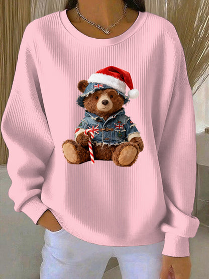 Women's Christmas British Style Print Casual Sweatshirt