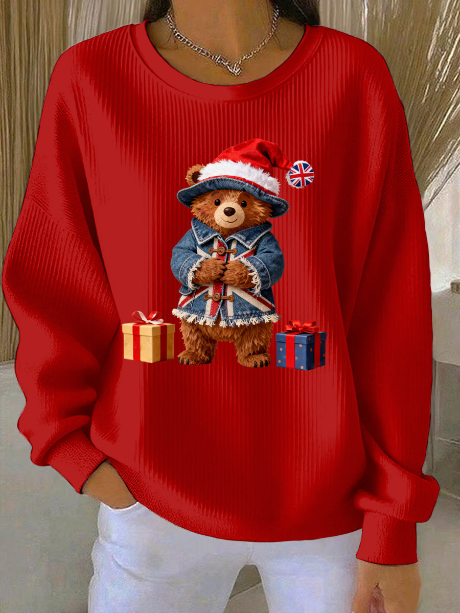 Women's Christmas British Style Print Casual Sweatshirt