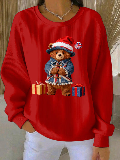 Women's Christmas British Style Print Casual Sweatshirt