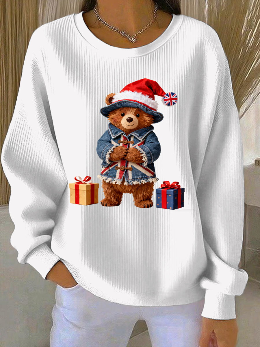 Women's Christmas British Style Print Casual Sweatshirt