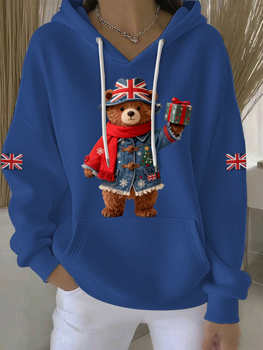 Women's Christmas British style Print Casual Hoodie
