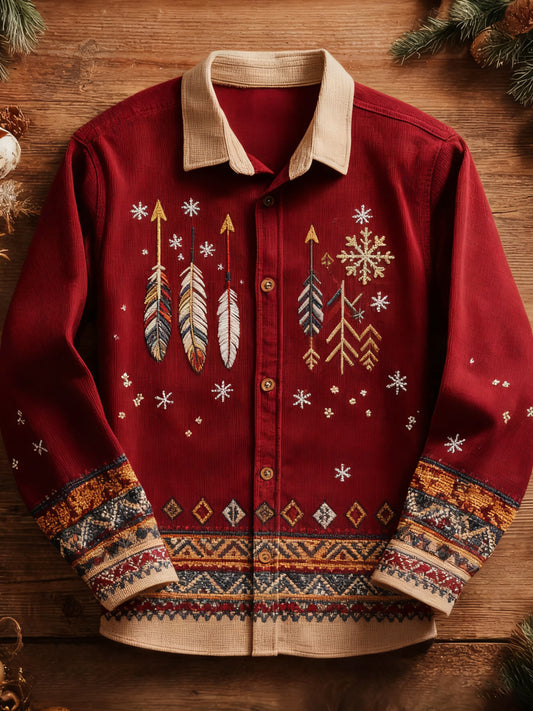 Men's Vintage Western Christmas Printed Shirt