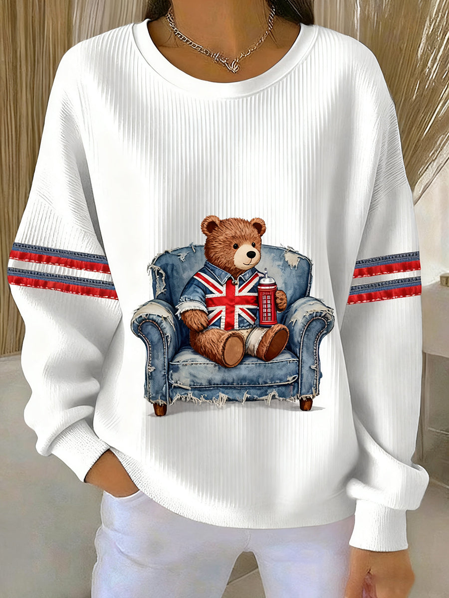 Women's British Style Printed Casual Sweatshirt