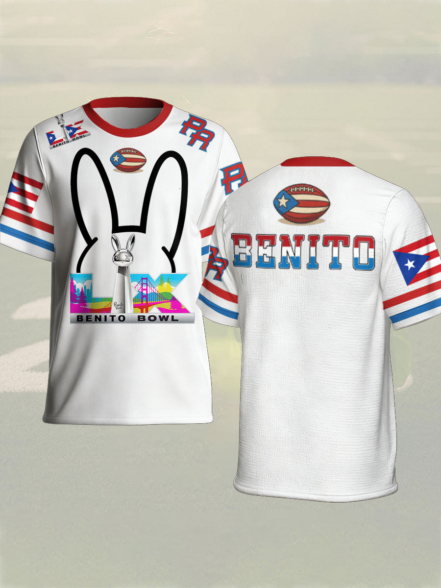 Unisex Bunny Football Music Lover Printed T-shirt