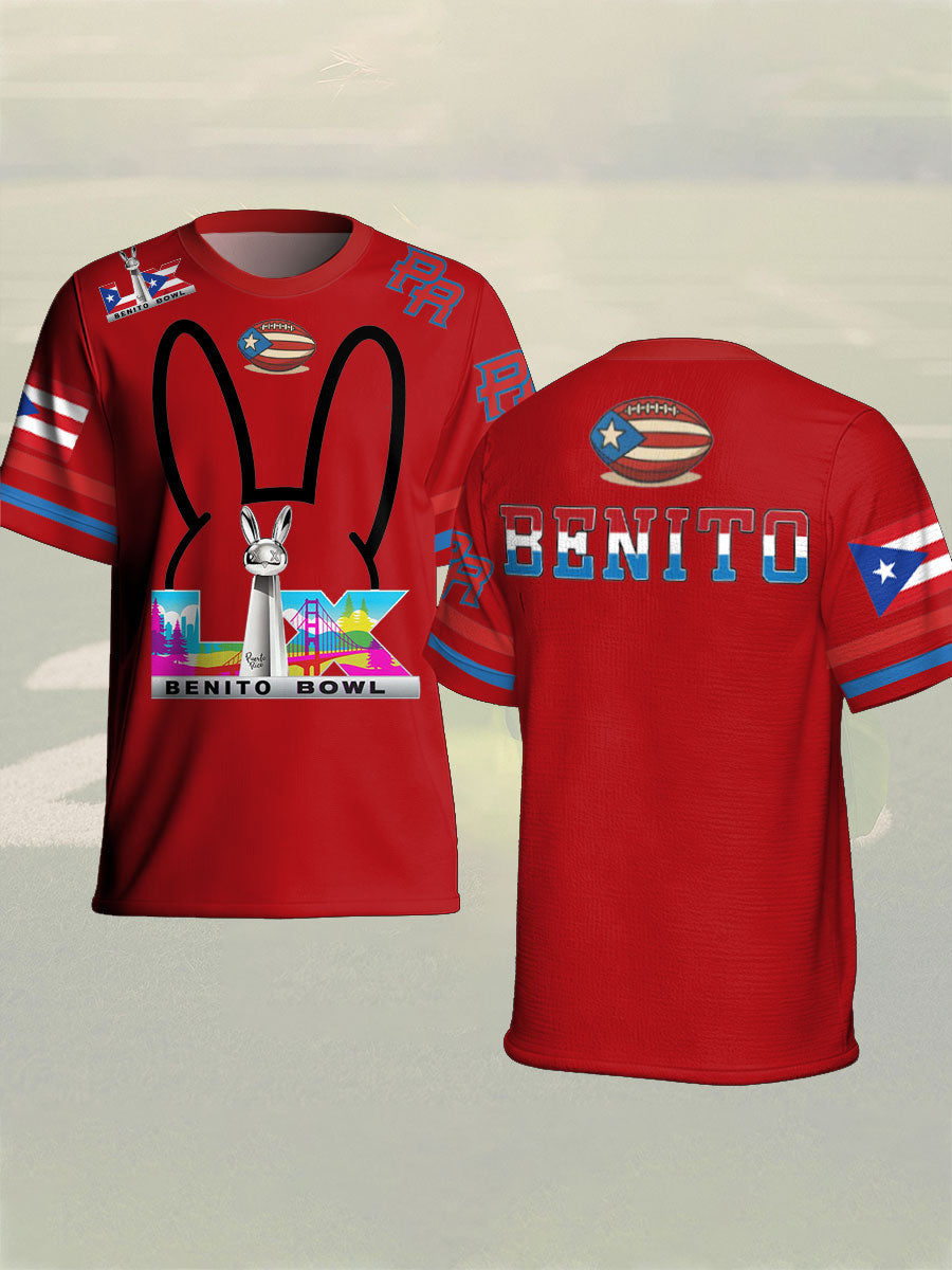 Unisex Bunny Football Music Lover Printed T-shirt