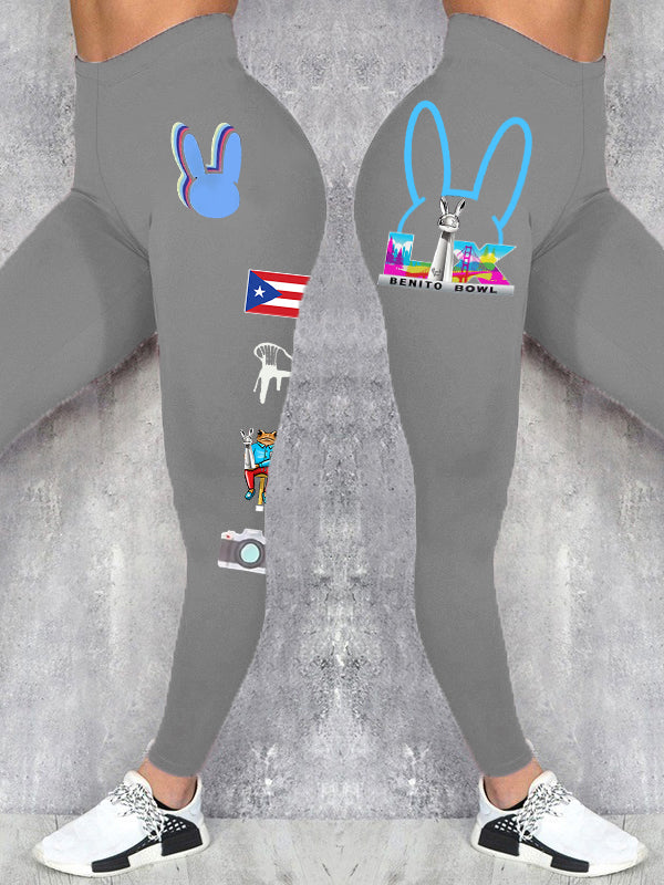 Women's Bunny Football Music Lover Printed Leggings