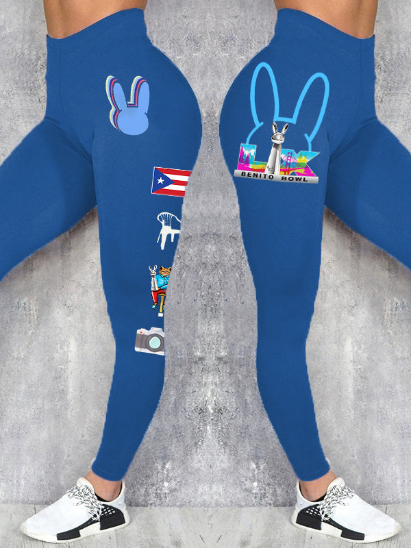 Women's Bunny Football Music Lover Printed Leggings