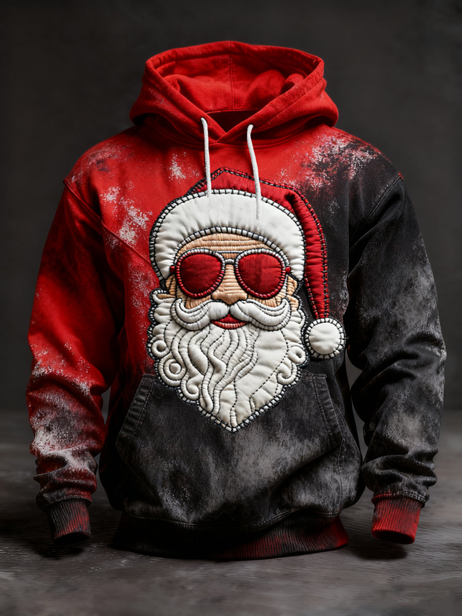 Christmas Fun Sunglasses Santa Claus Casual Hoodie