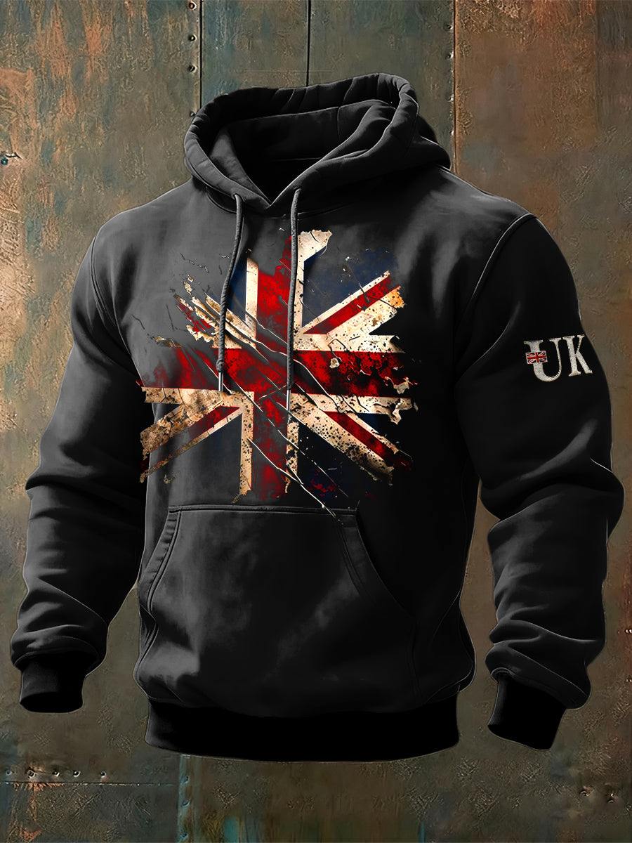 Men's British Flag Vintage Hooded Sweatshirt