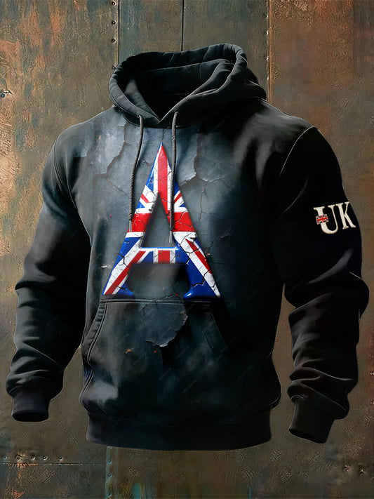 Men's British Flag Letter A Casual Hoodie