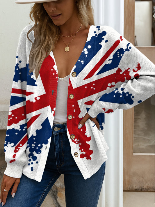 Women's British Flag Casual Cardigan Jacket