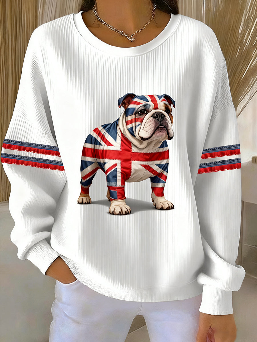 Women's British Style Printed Casual Sweatshirt