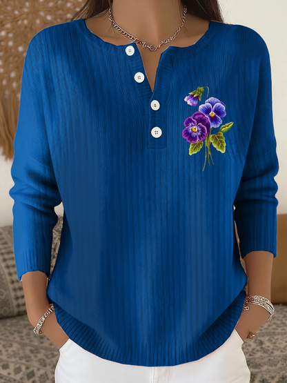 Women‘s Casual Purple Floral long-sleeve cardigan