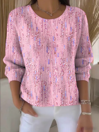 Women's Art Design Printed Knitted Long Sleeve Top