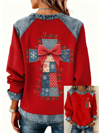 Women's Christmas Cross Print Casual Top