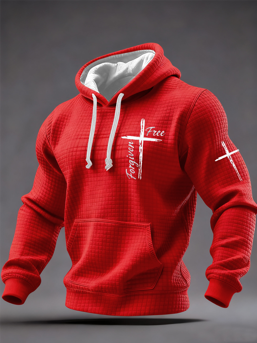 Men's Forgiven and Free Cross Print Sweatshirt