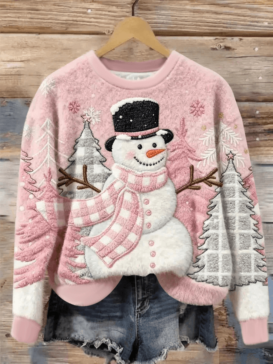 Women's Christmas Snowman Print Casual Top
