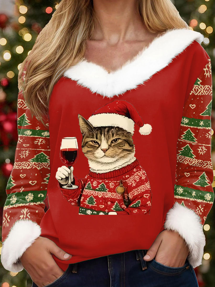 Women's Christmas Funny Santa Printed Tops