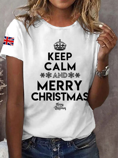 Women's Keep Calm And Merry Christmas Short Sleeve T-Shirt