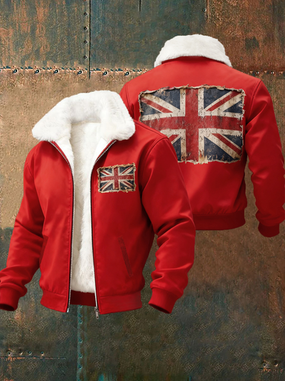 Men's British vintage flag print coat