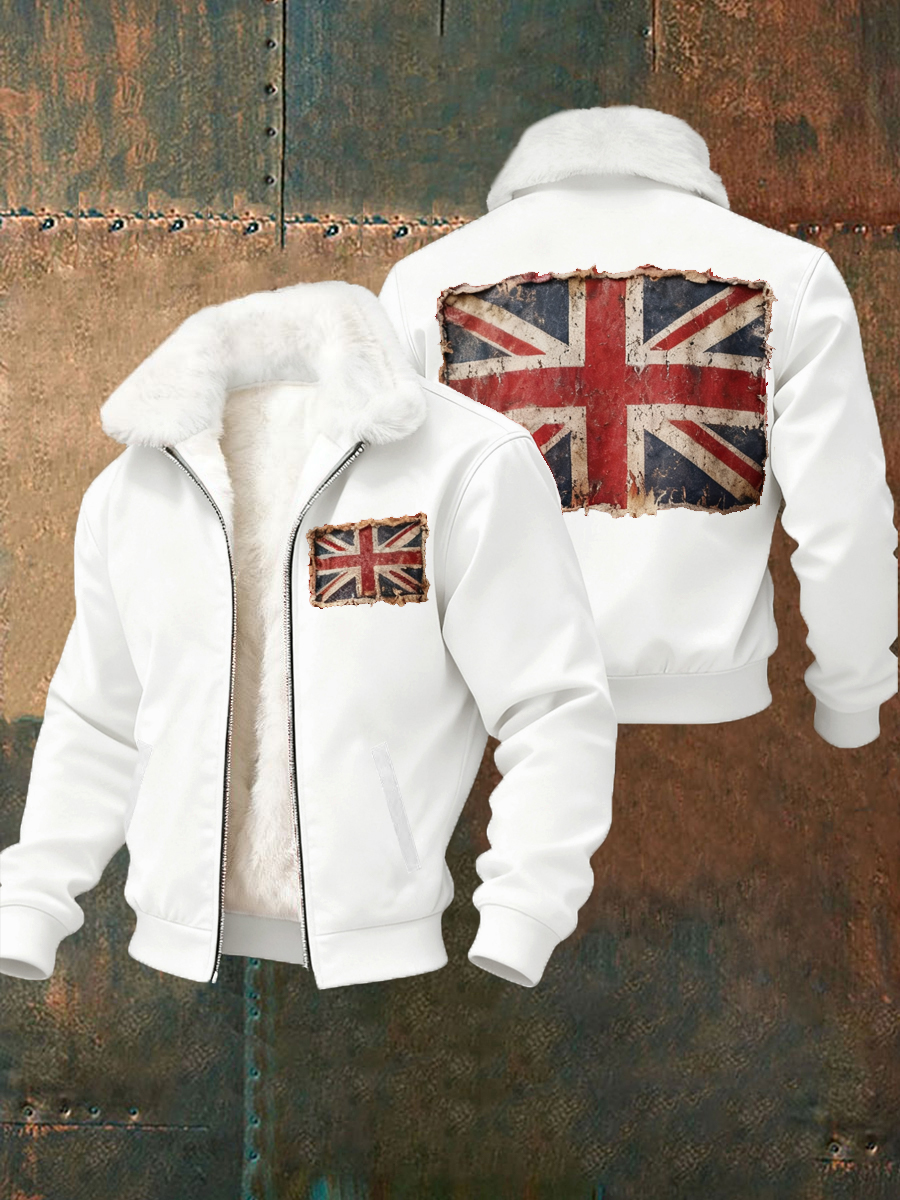 Men's British vintage flag print coat