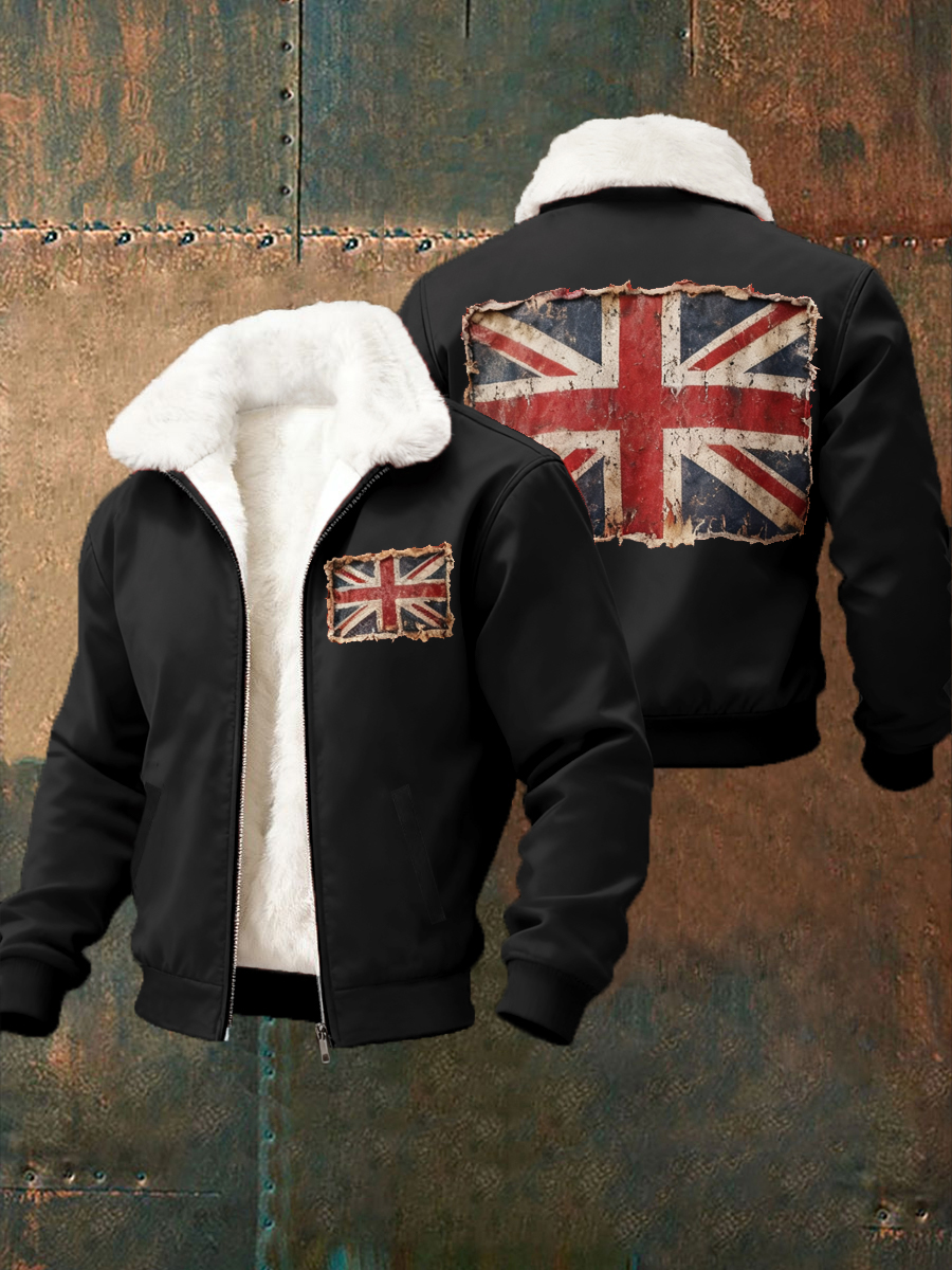 Men's British vintage flag print coat